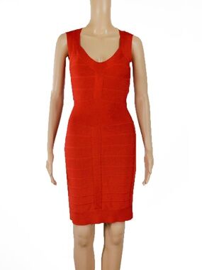 Herve Leger Red Bodycon Bandage Mini Dress